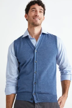 Gilet con Bottoni in Lana merino - JEANS