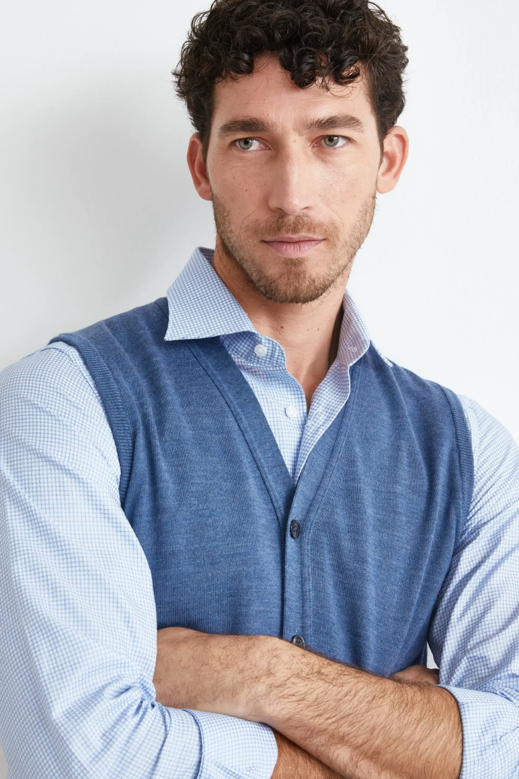 Gilet con Bottoni in Lana merino - JEANS