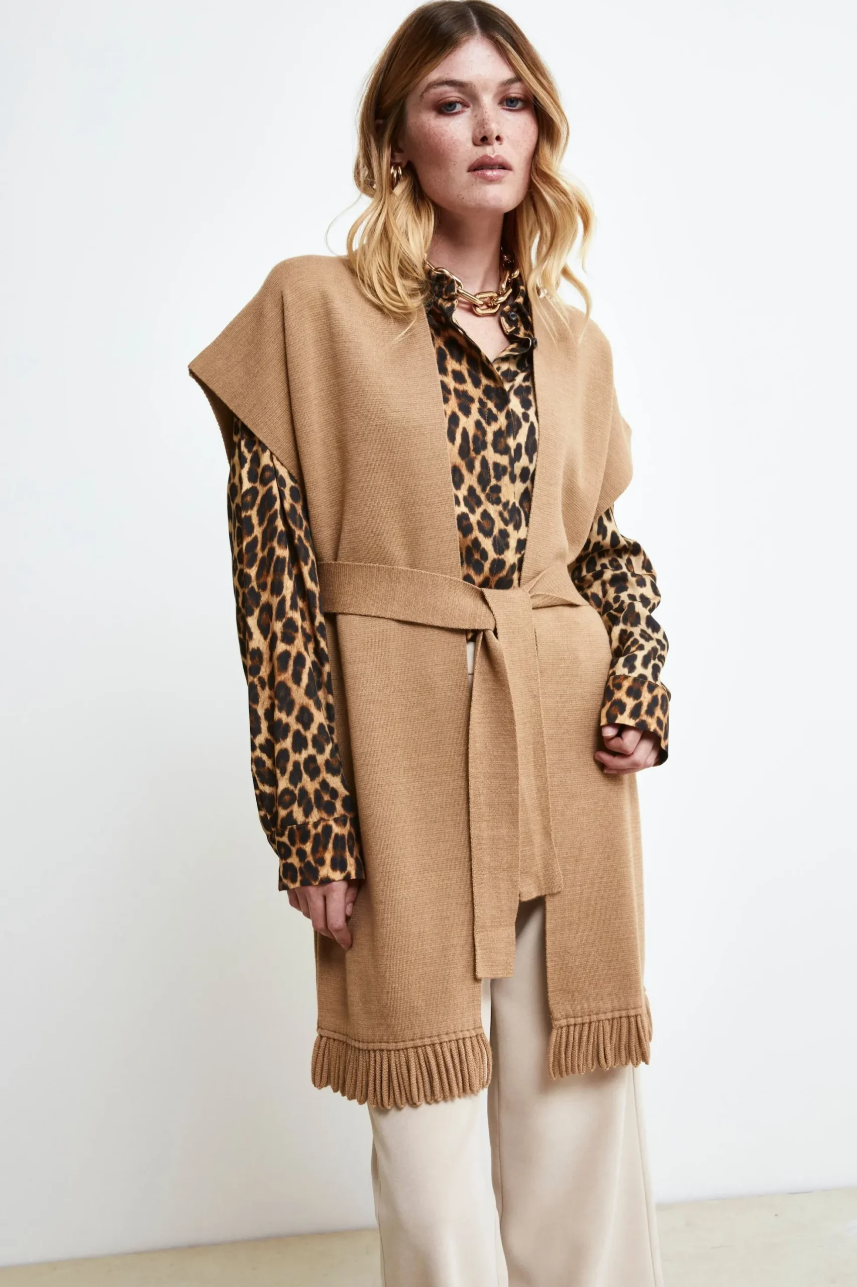 Gilet con frange - CAMMELLO
