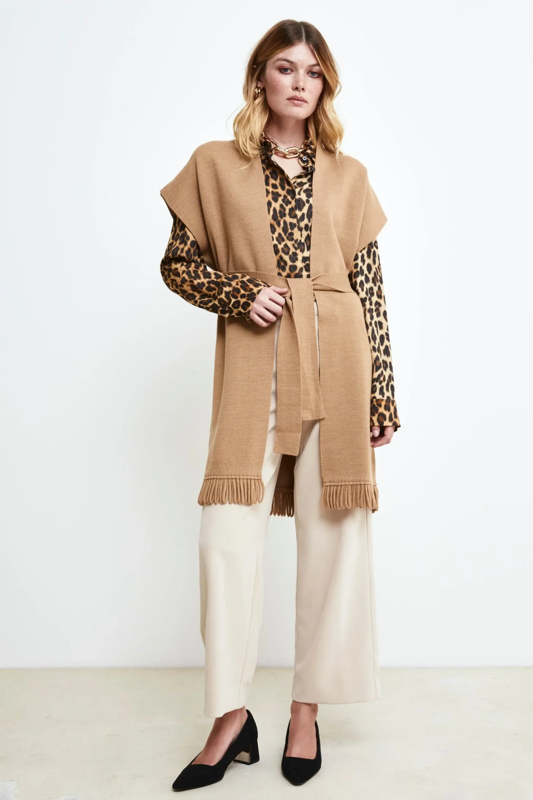 Gilet con frange - CAMMELLO