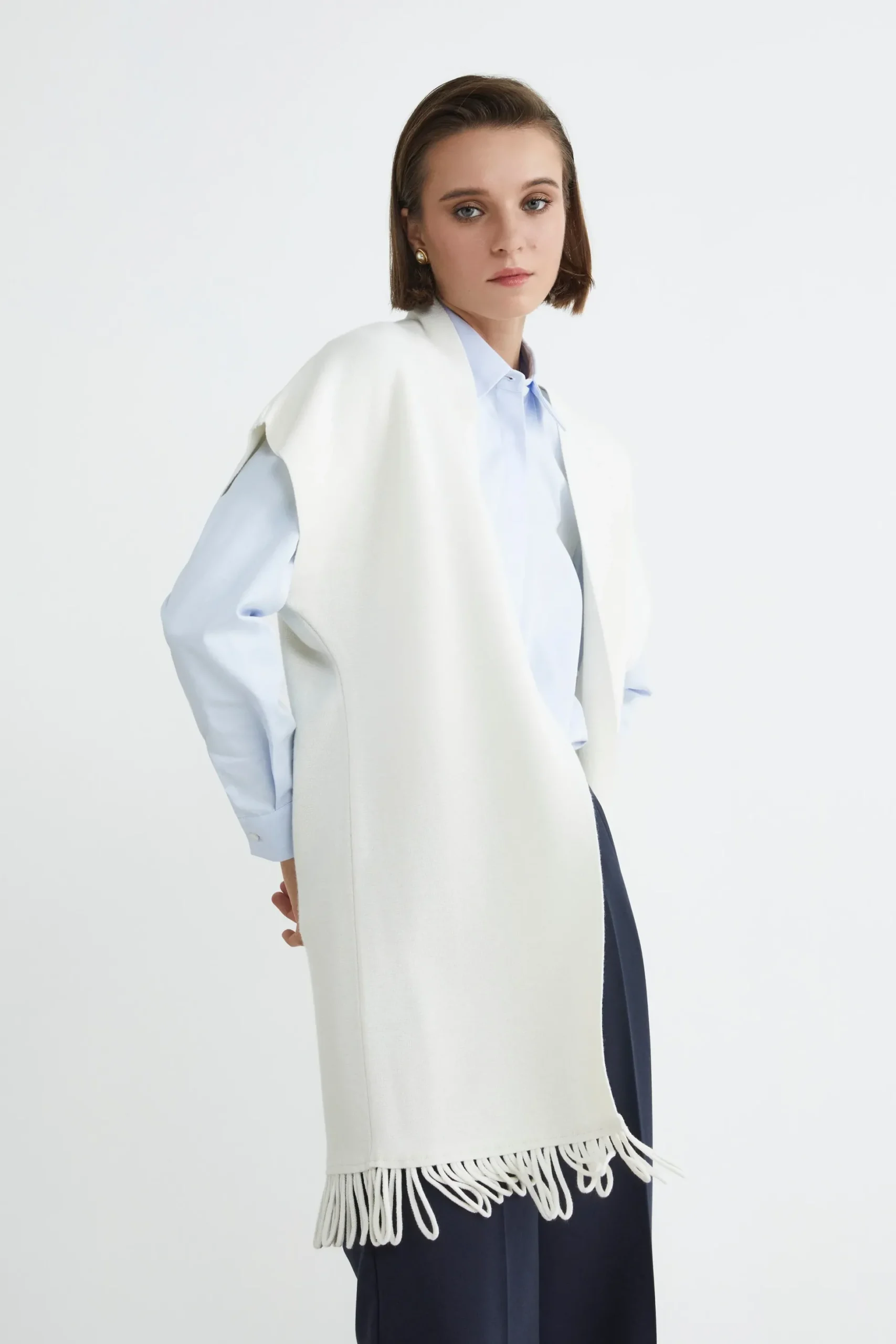 Gilet con frange - ECRU