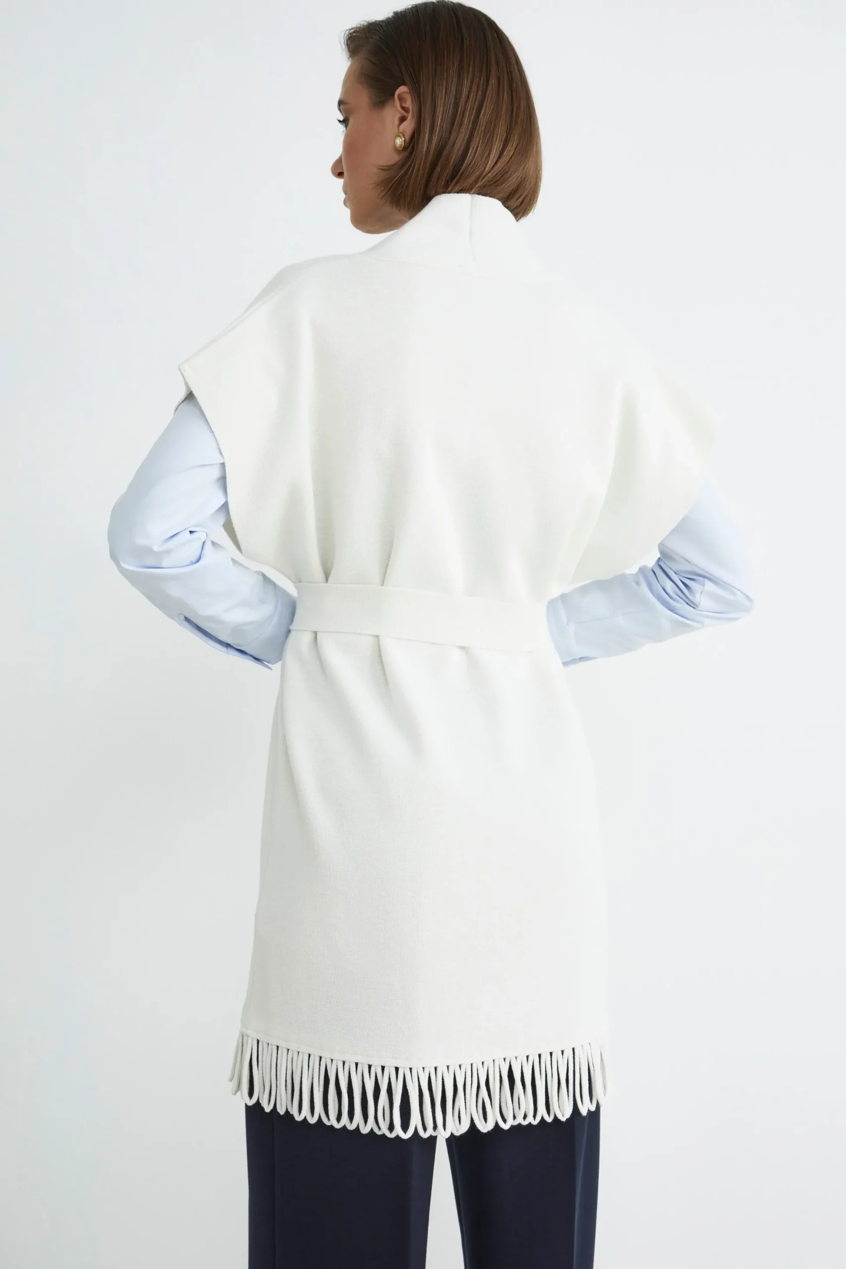 Gilet con frange - ECRU