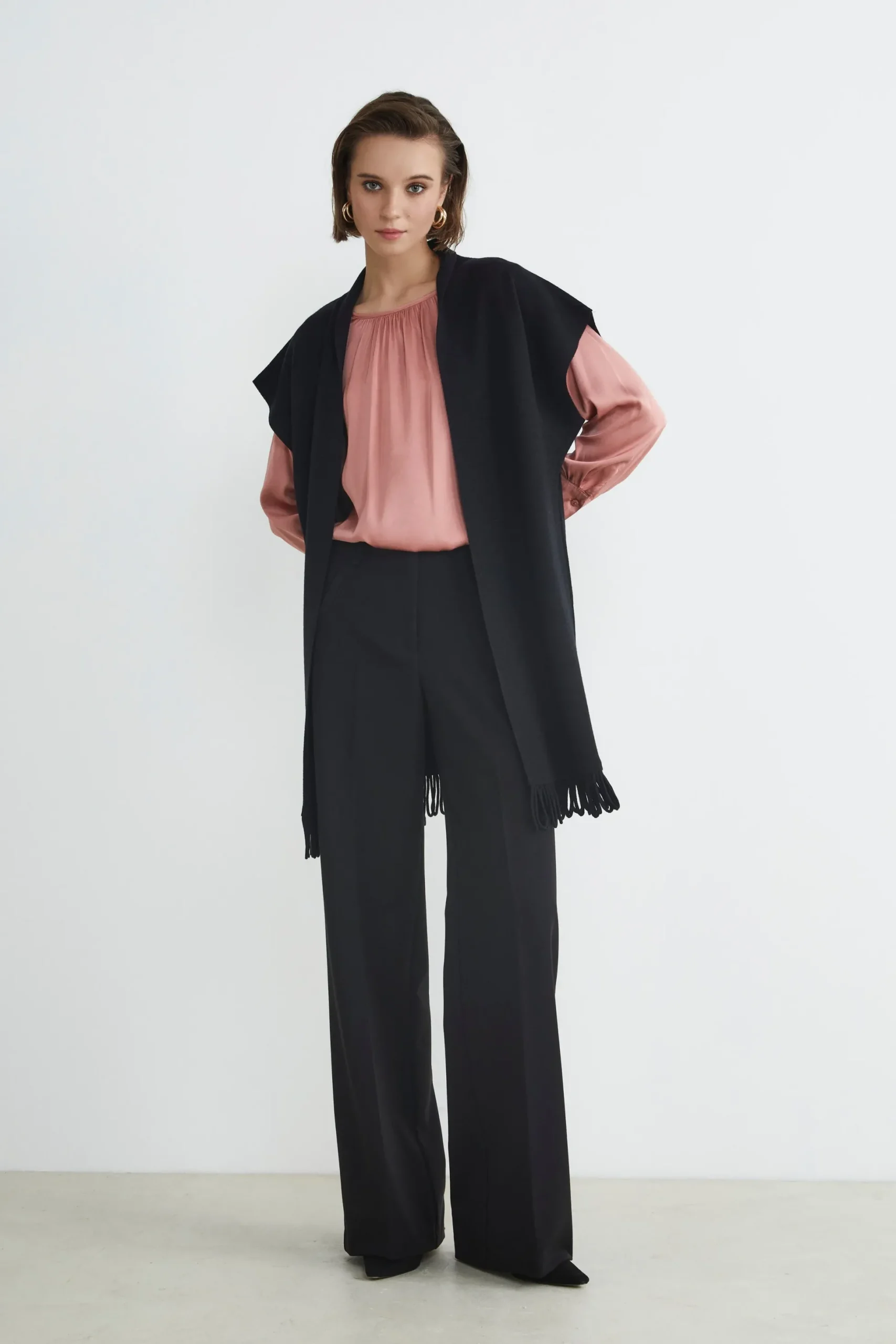 Gilet con frange - NERO
