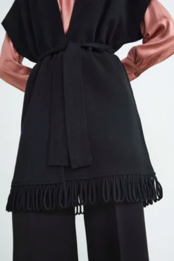 Gilet con frange - NERO