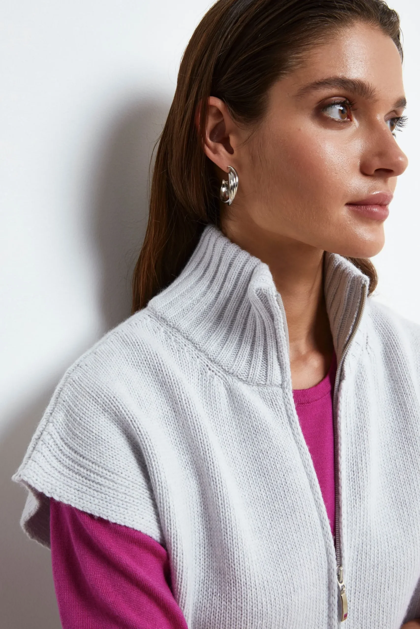 Gilet con Zip in Misto Cashmere - PERLA