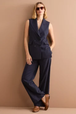 Gilet Doppiopetto da Cerimonia in Lana Vergine - BLU
