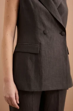 Gilet Doppiopetto in Misto Lino - T.MORO
