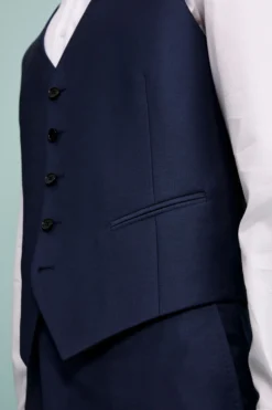 Gilet Elegante in Lana Vergine - BLU