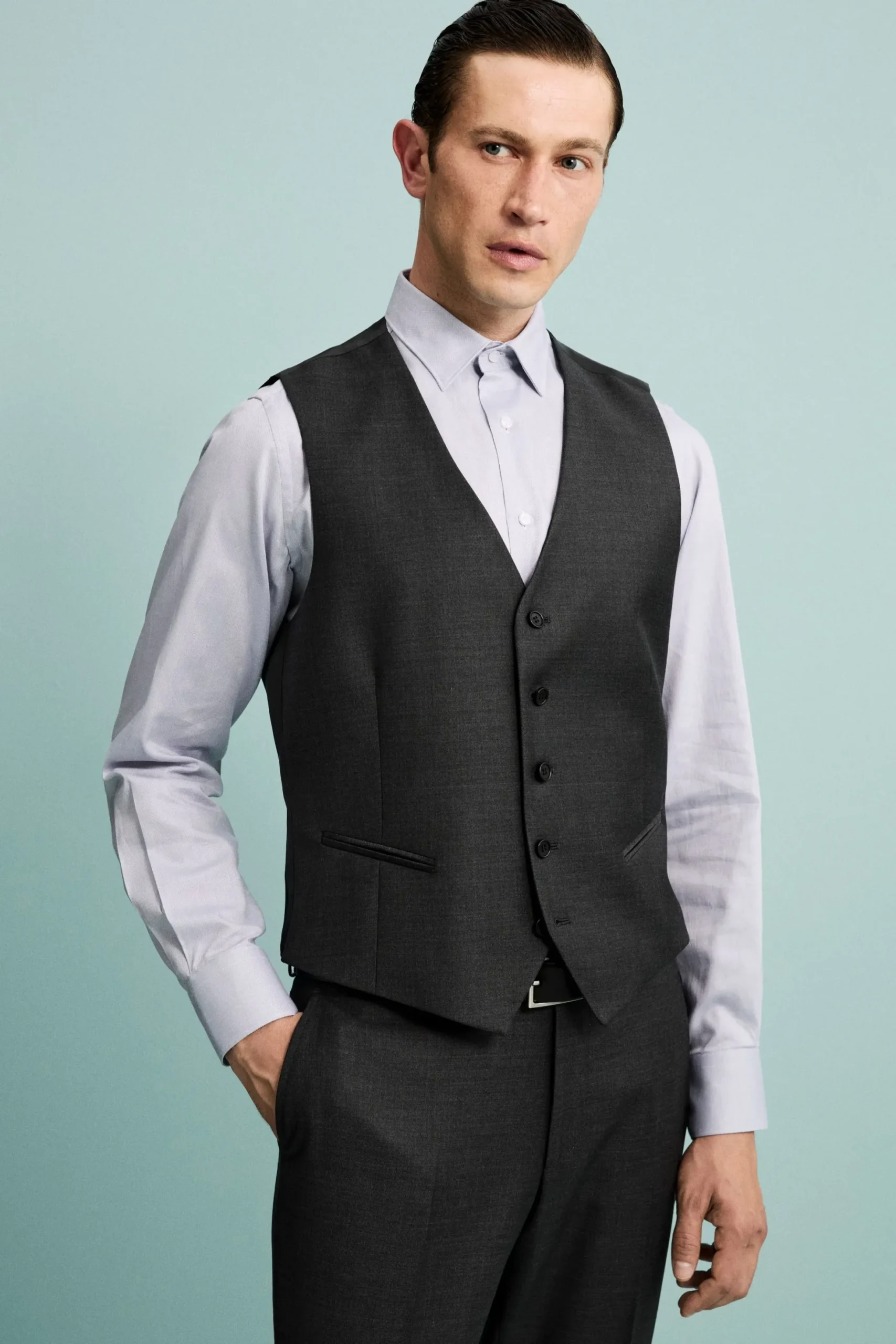 Gilet Elegante in Lana Vergine - ANTRACITE