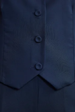 Gilet Elegante in Lana Vergine con Bottoni - BLU