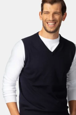 Gilet in lana scollo a V - BLU