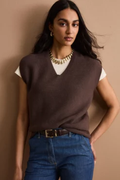 Gilet Links con Scollo a V in Cotone - TERRA