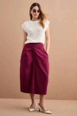 Gilet Over Traforato con Scollo Barchetta - BIANCO
