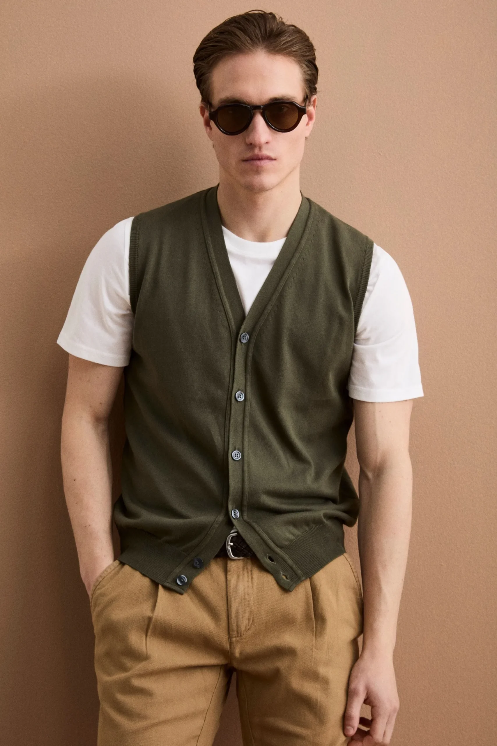 Gilet Scollo a V con Bottoni in Cotone - MUSCHIO