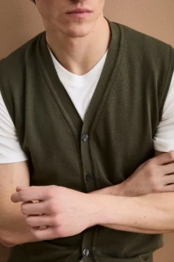 Gilet Scollo a V con Bottoni in Cotone - MUSCHIO