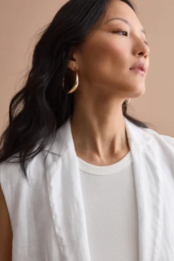 Gilet Sfoderato in Lino con Revers Classico - BIANCO
