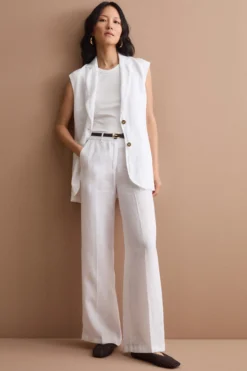 Gilet Sfoderato in Lino con Revers Classico - BIANCO