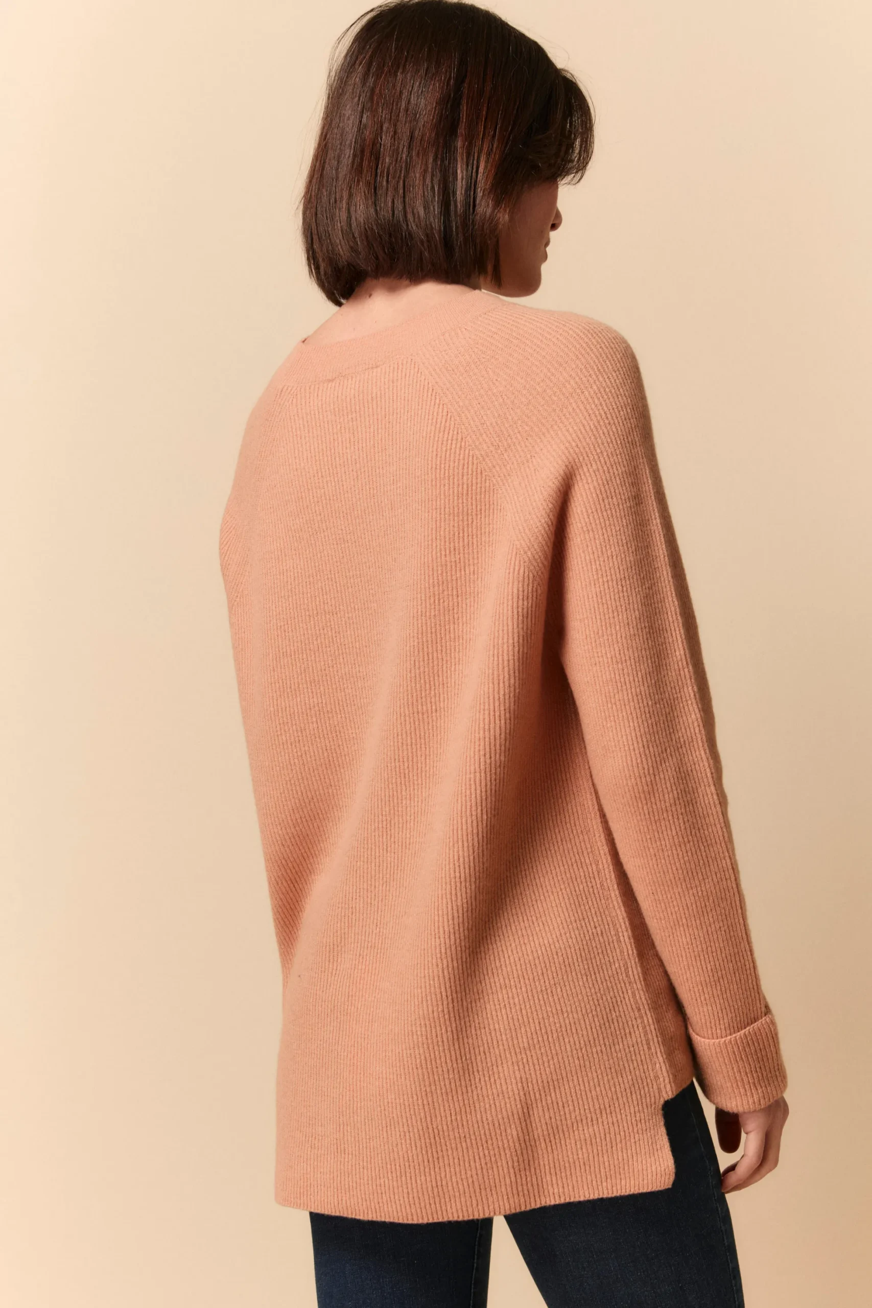 Girocollo a Costa Inglese in Lana e Cashmere - ALBICOCCA