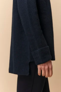 Girocollo a Costa Inglese in Lana e Cashmere - BLU
