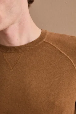 Girocollo Felpa in Seta e Cashmere - TABACCO
