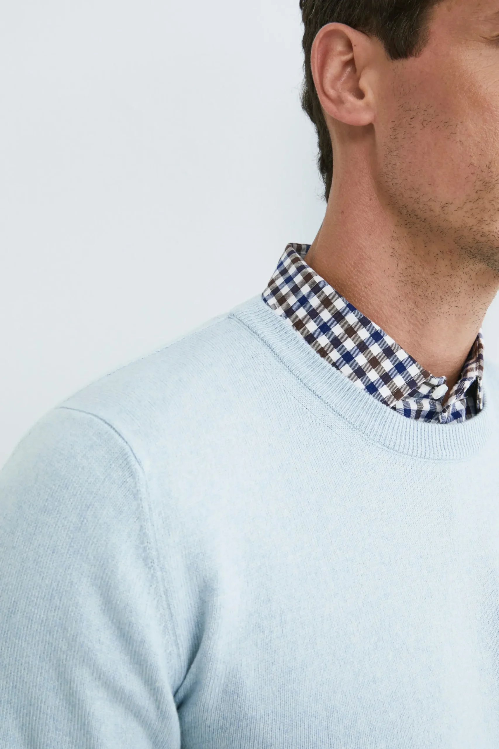 Girocollo in cashmere e seta - AZZURRO