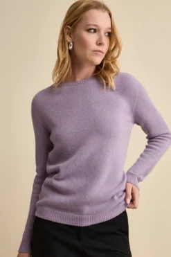 Girocollo in Lana Merino con Manica Lavorata - LILLA