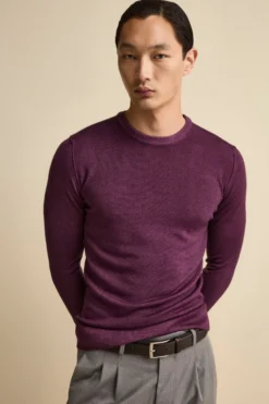 Girocollo in Lana Merino Extrafine - PRUGNA