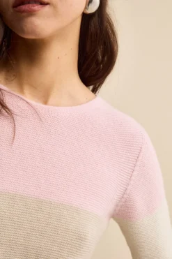 Girocollo Links a Righe in Lana e Cashmere - BEIGE/ROSSO