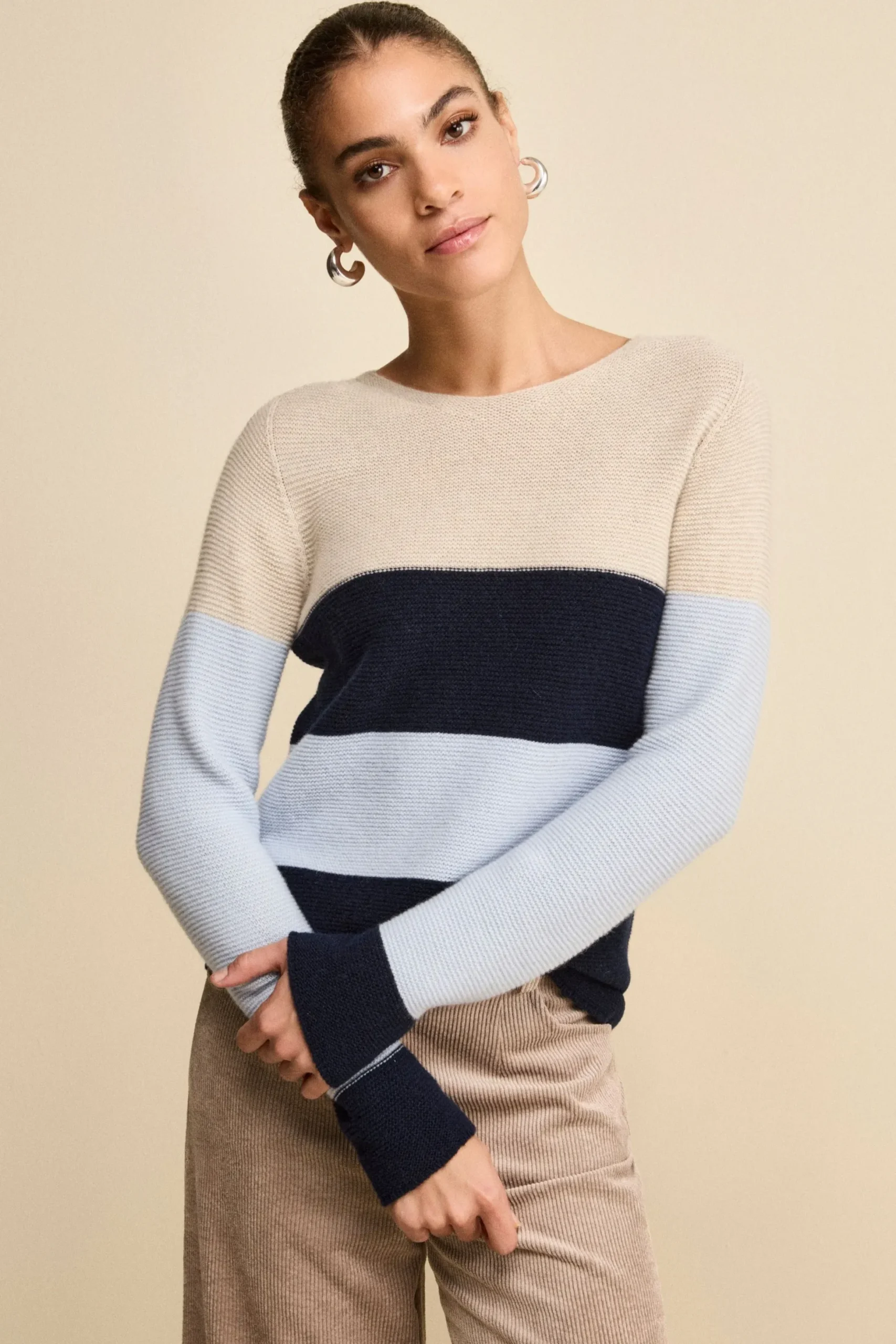 Girocollo Links a Righe in Lana e Cashmere - BLU/AZZURRO