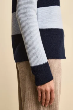 Girocollo Links a Righe in Lana e Cashmere - BLU/AZZURRO