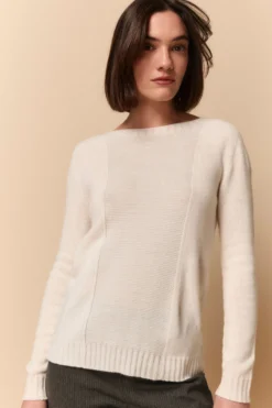 Girocollo Lurex in Lana e Cashmere - PANNA