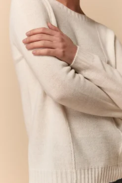 Girocollo Lurex in Lana e Cashmere - PANNA
