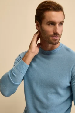 Girocollo Piquet in Lana con Toppe - AZZURRO
