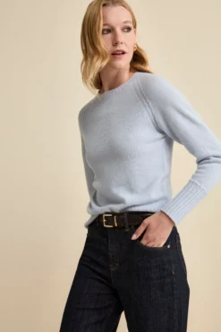 Girocollo Raglan in Lana e Cashmere - AZZURRO