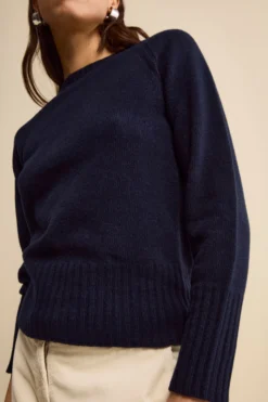 Girocollo Raglan in Lana e Cashmere - BLU