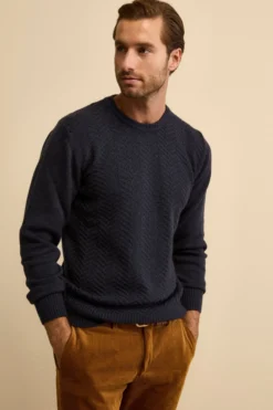 Girocollo Resca in Lana Merino - BLU MARINE