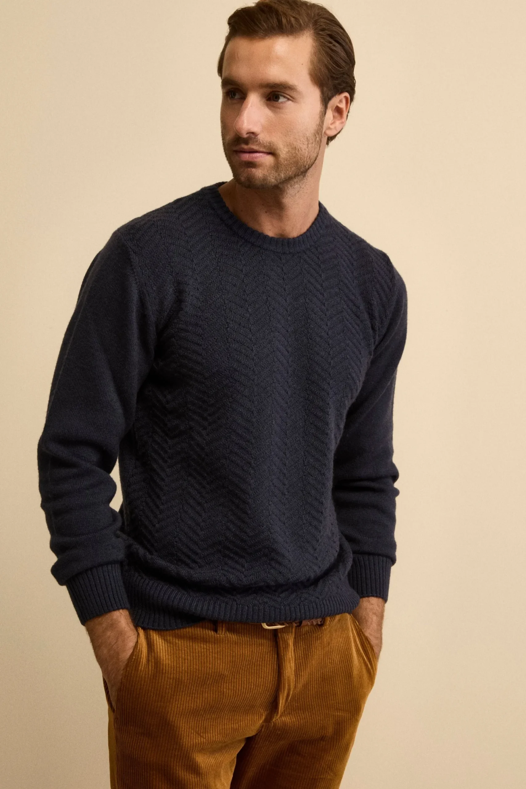 Girocollo Resca in Lana Merino - BLU MARINE