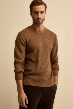 Girocollo Resca in Lana Merino - TABACCO