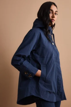 Giubbino Over con Cappuccio e Tasche Laterali - BLU