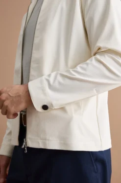Giubbino Overshirt in Jersey con Zip - PANNA
