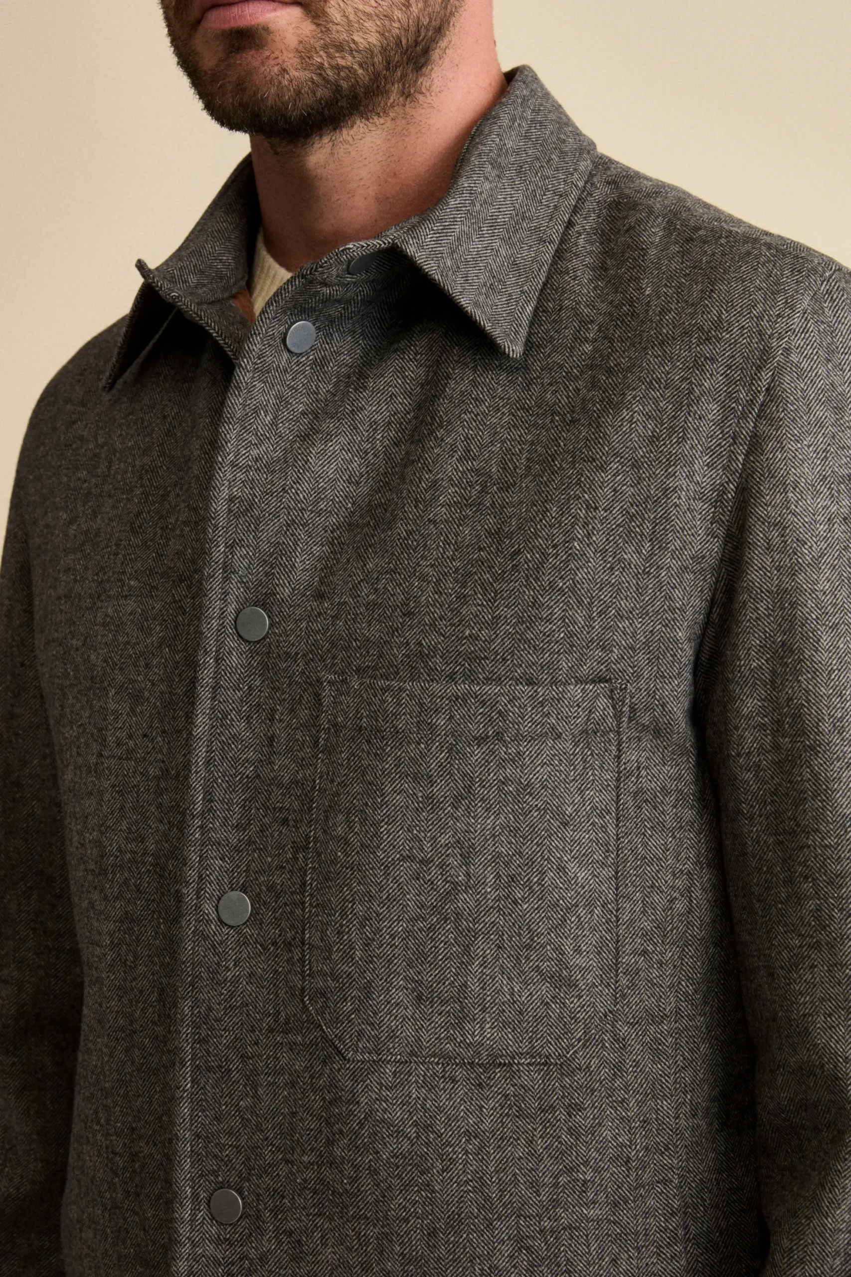 Giubbino Overshirt in Misto Lana - GRIGIO SPIGATO