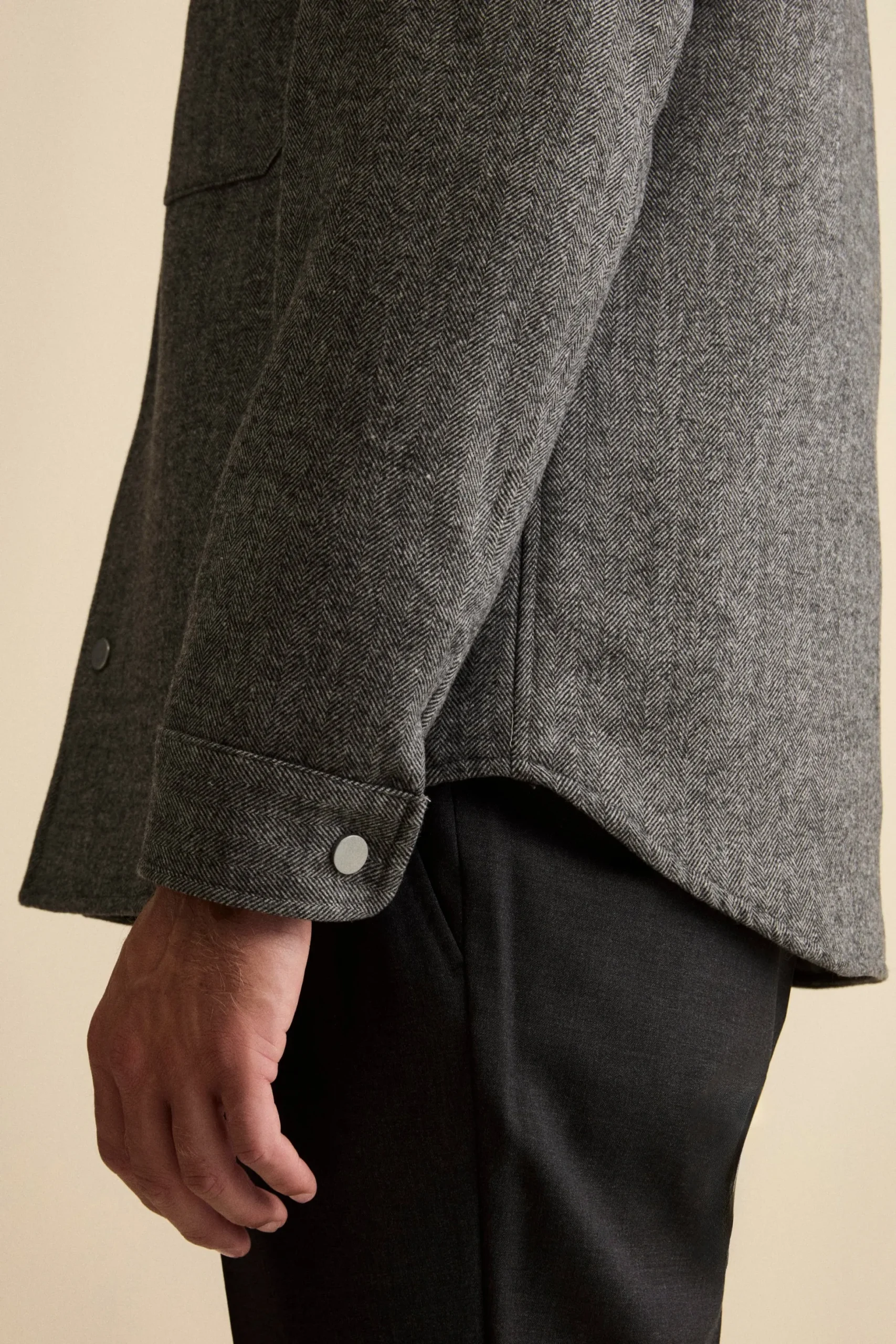 Giubbino Overshirt in Misto Lana - GRIGIO SPIGATO
