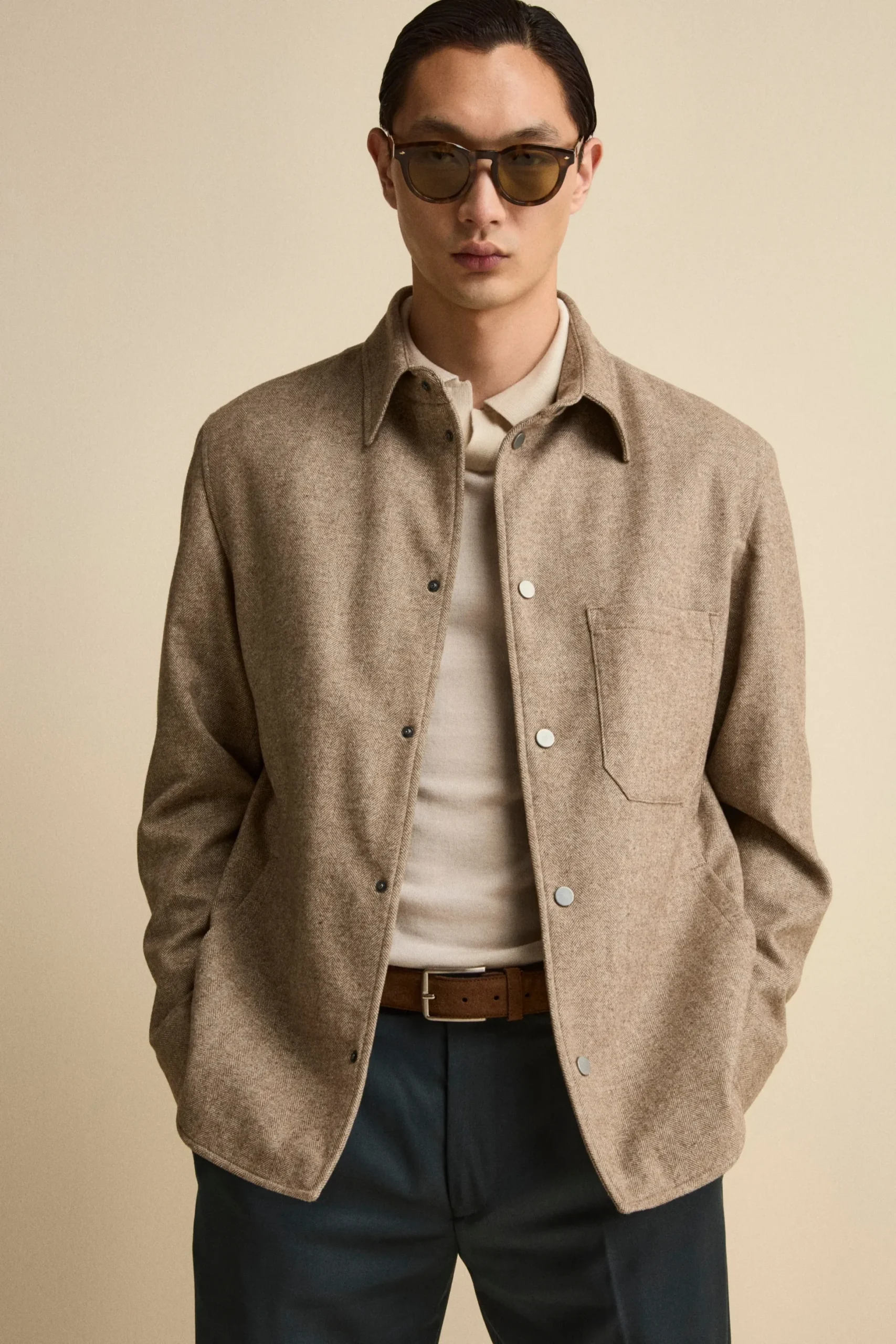 Giubbino Overshirt in Misto Lana - MARRONE SPIGATO