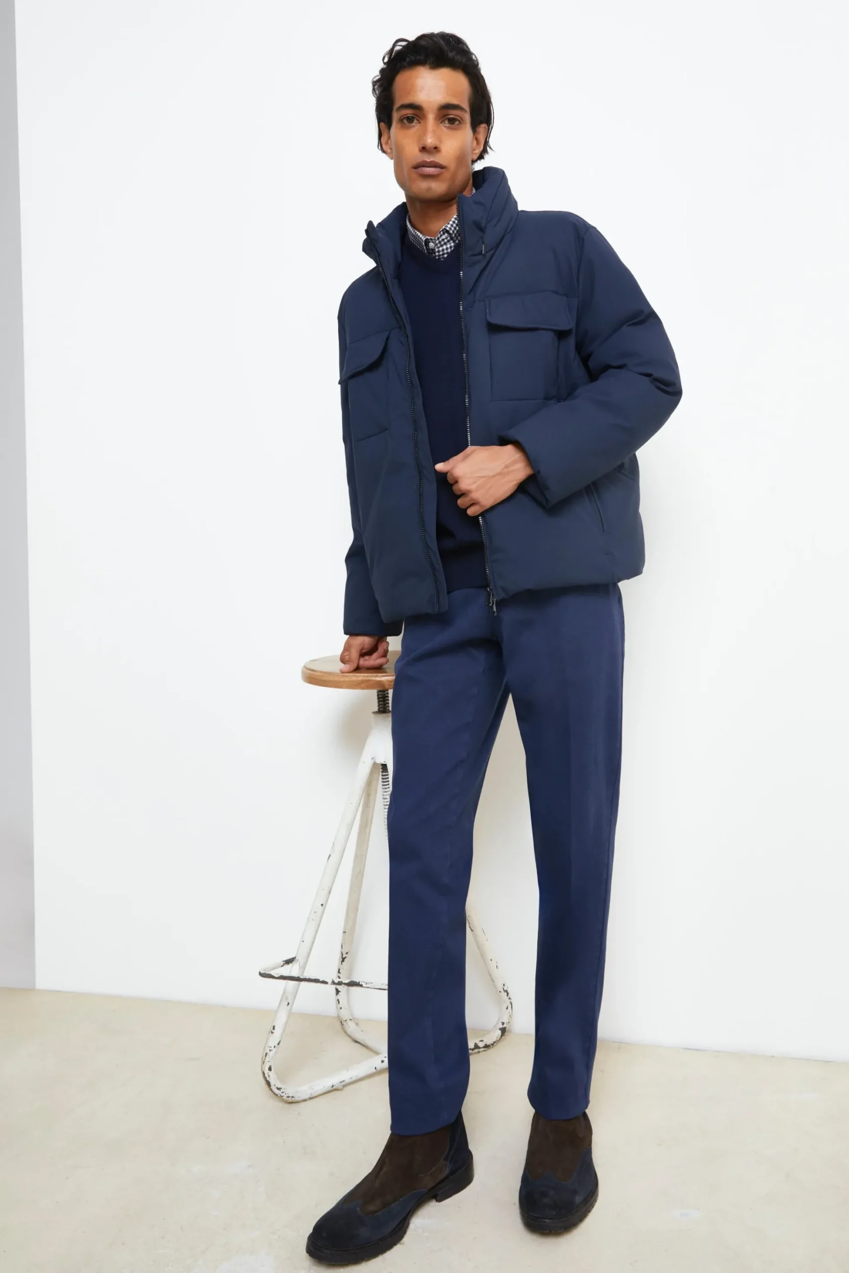 Giubbotto Corto con Tasche - BLU