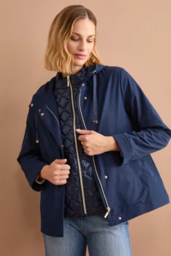 Giubbotto Impermeabile con Cappuccio e Gilet Removibile - BLU