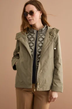 Giubbotto Impermeabile con Cappuccio e Gilet Removibile - VERDE MILITARE