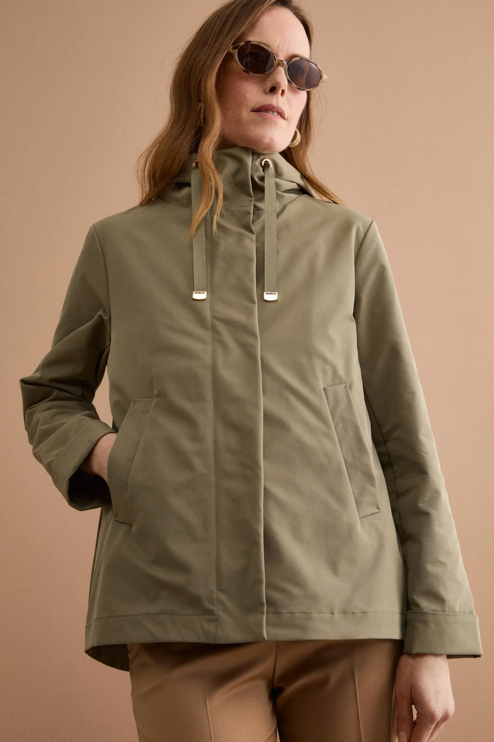 Giubbotto Impermeabile con Cappuccio e Gilet Removibile - VERDE MILITARE