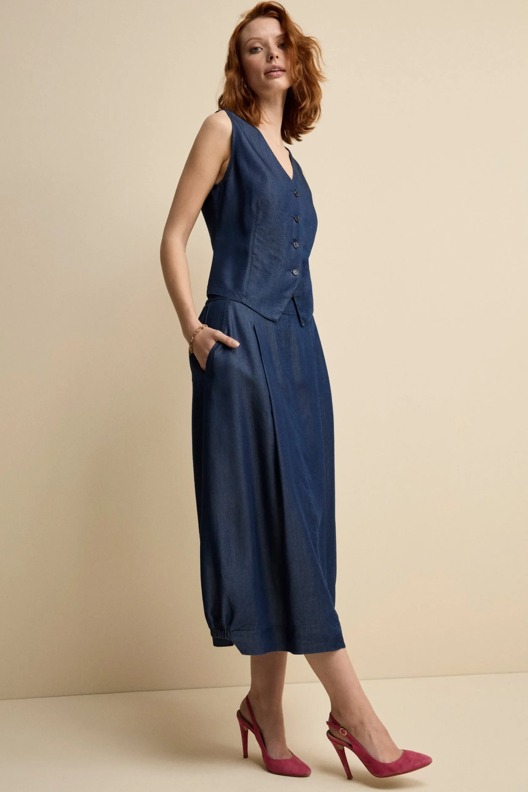 Gonna Fluida con Tasche - BLU