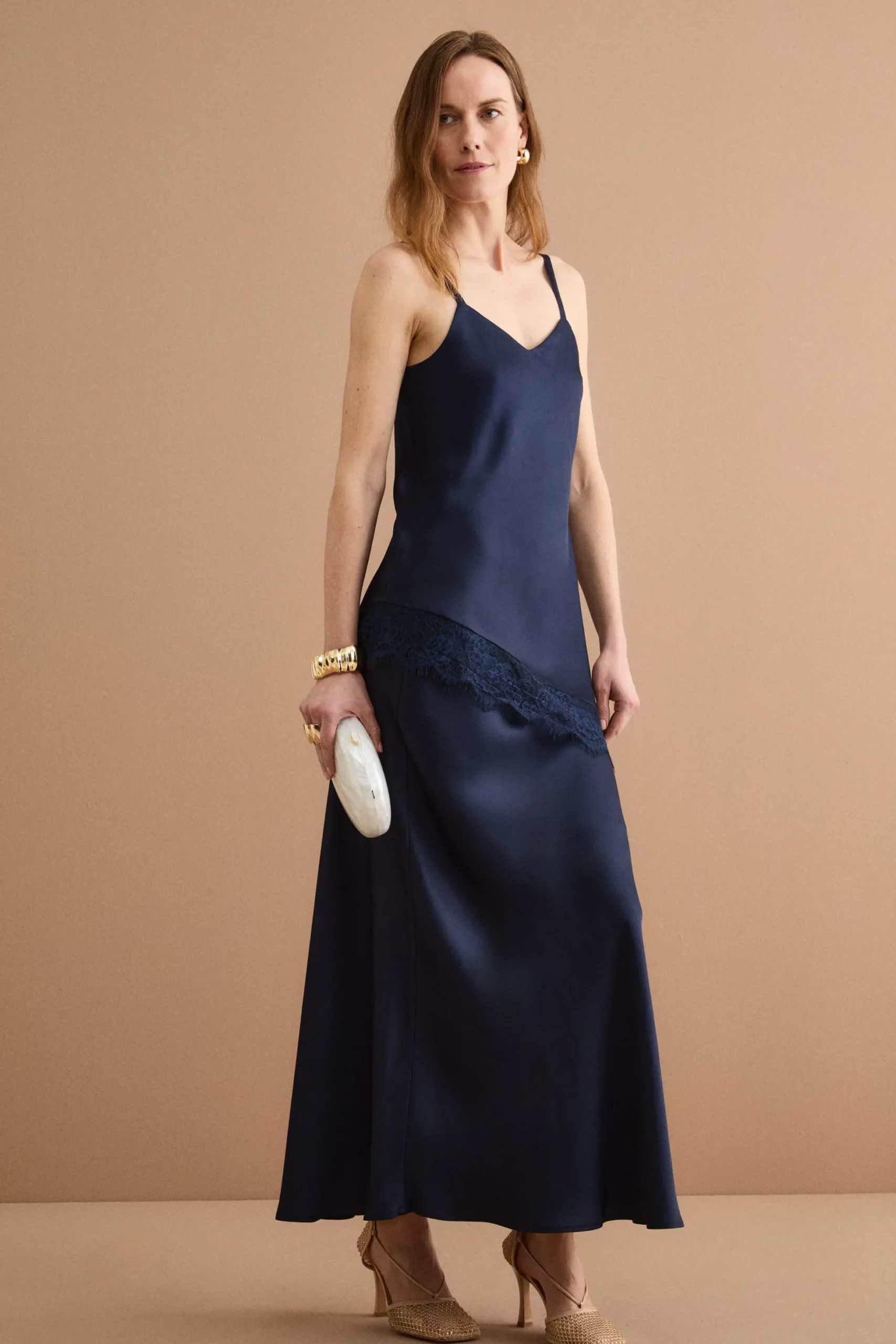 Gonna Lunga Elegante in Raso - BLU