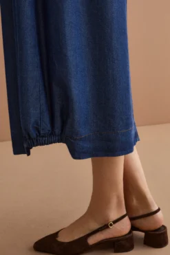 Gonna Lunga in Denim con Tasche - DENIM